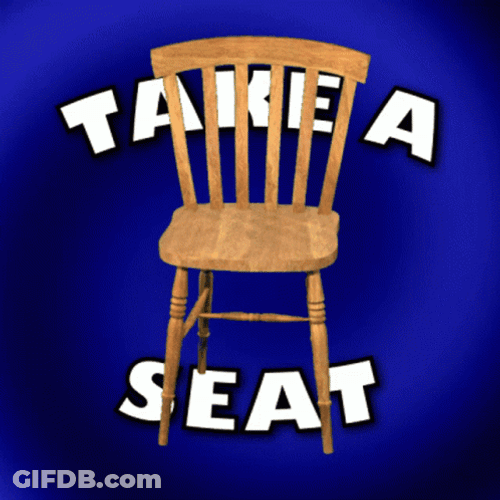 Take Seat In Wooden Chair GIF