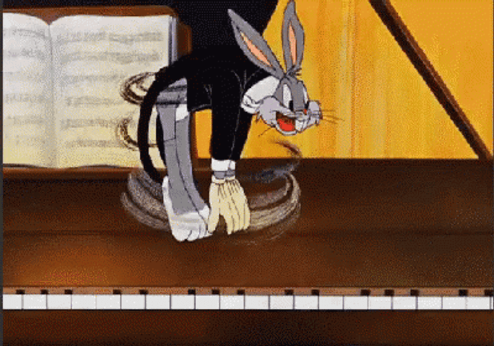 Talented Bugs Bunny Grooving And Playing Piano GIF