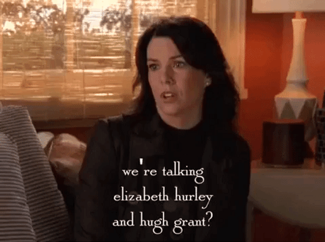 Talking About Elizabeth Hurley GIF