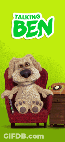 Talking Ben Stuffed Dog In Red Chair GIF