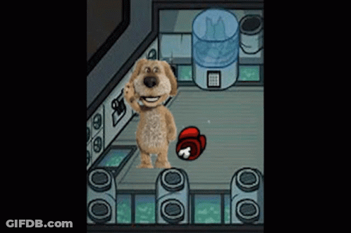 Talking Dog Next To Red Among Us GIF