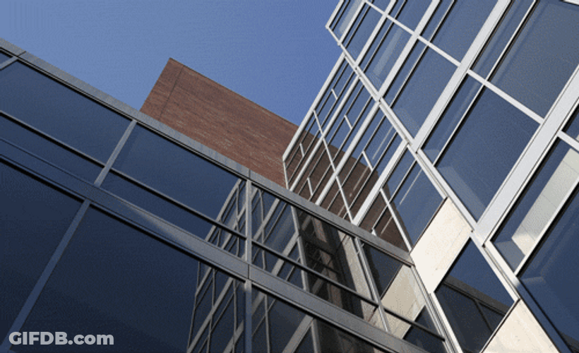 Tall Building Glass Reflection GIF