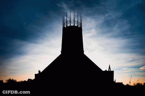 Tall Building Silhouette Blue Sky GIF