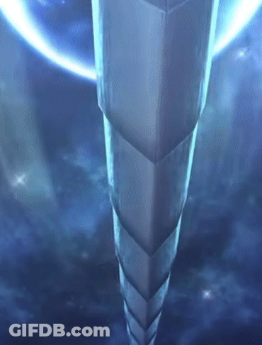 Tall Tower In Dark Blue Sky GIF