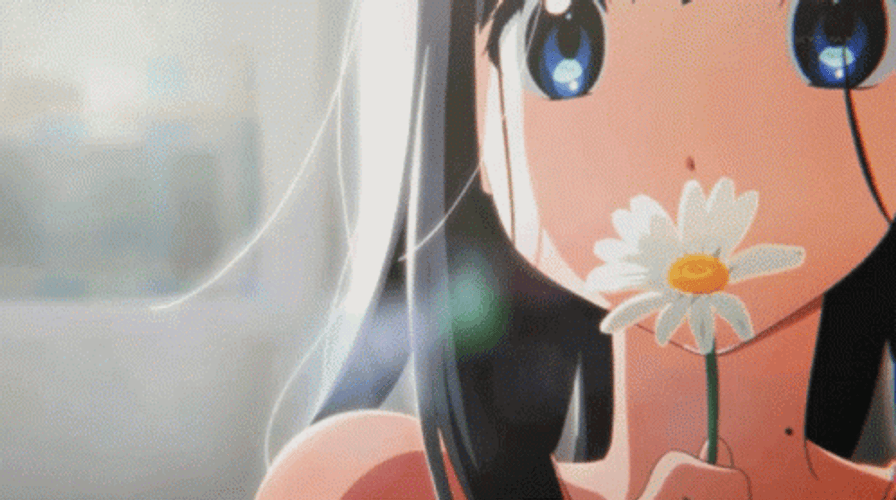 Tamako Kitashirakawa Holding White Anime Flower GIF