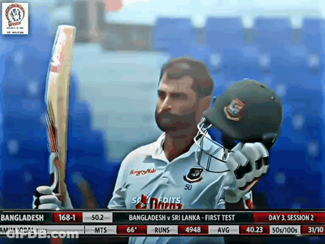 Tamim Iqbal Holding Helmet GIF