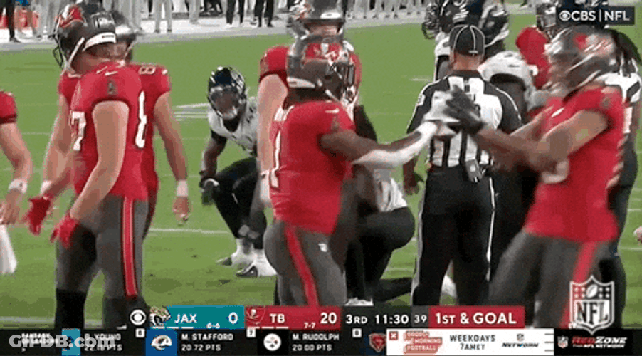 Tampa Bay Buccaneers Celebrating Rachaad White Touchdown GIF