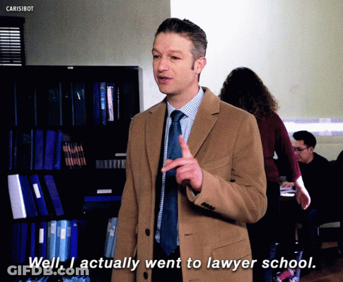 Tan Coat Man: I Actually Went To Lawyer School GIF
