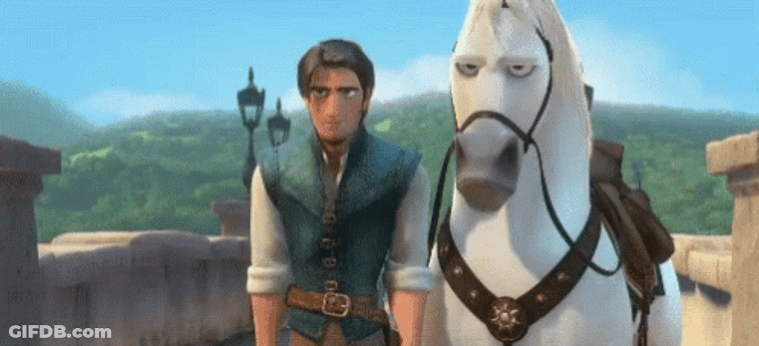 Tangled Flynn Rider And Horse Fighting GIF