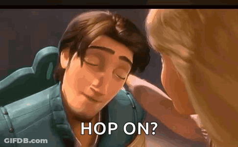 Tangled Man And Woman Hop On GIF
