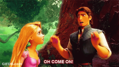 Tangled Man And Woman Saying Oh Come On GIF