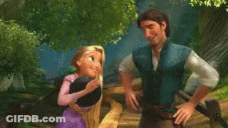 Tangled Man And Woman Standing In Forest GIF