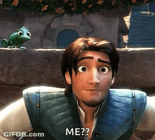 Tangled Man Looking At Camera With Frog Saying Me GIF