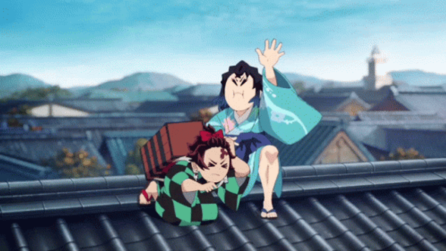 Tanjiro Inosuke Funny Smack GIF
