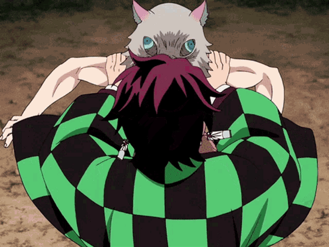 Tanjiro Vs Inosuke Headbutt GIF