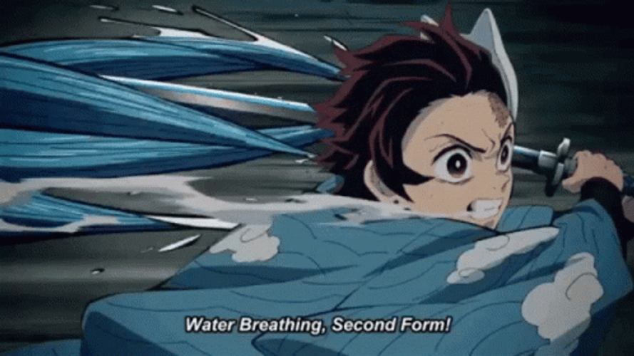Tanjiro Water Wheel Fight GIF