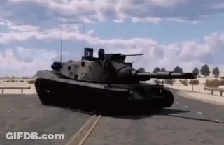 Tank Driving On Desert Road GIF