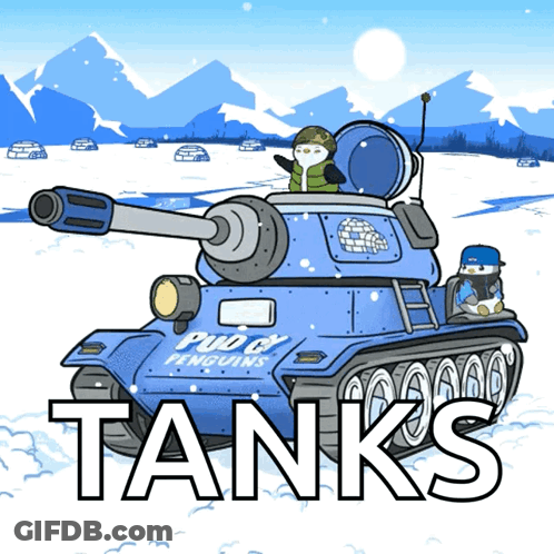 Tank With Penguins Saying Tanks GIF
