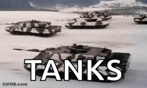 Tanks Driving Through Snow Field GIF
