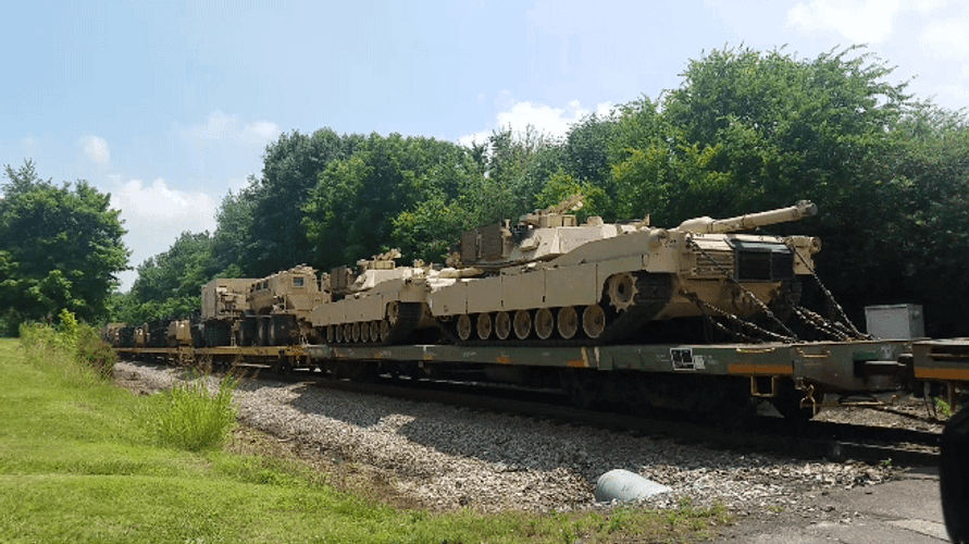 Tanks Parading Like Train GIF