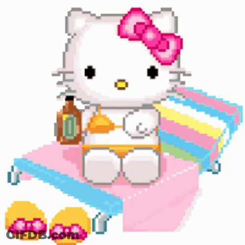 Tanning Cute Hello Kitty GIF