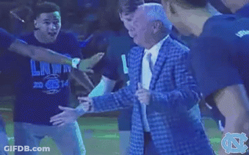 Tar Heels Coach Dancing With Players GIF
