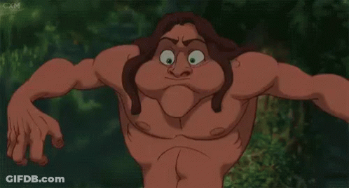 Tarzan Cartoon Character Flexing Muscles GIF