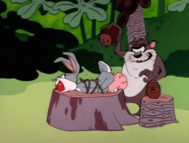 Tasmanian Devil And Tied Bunny GIF