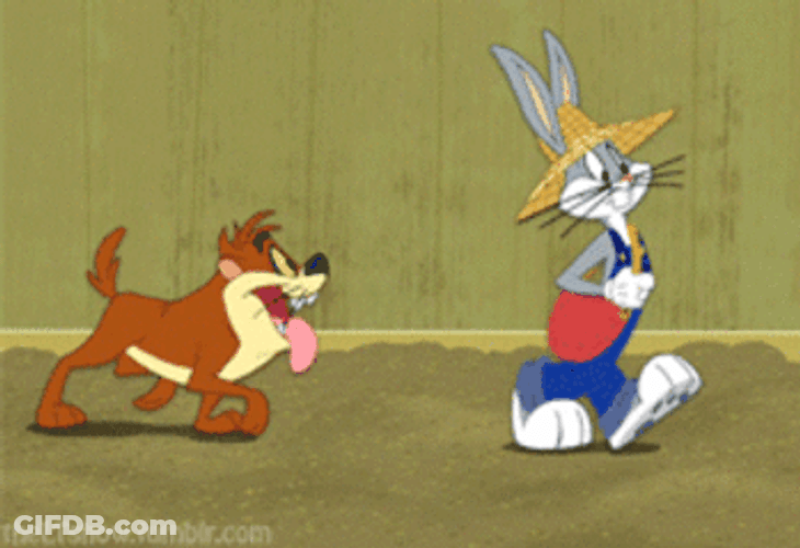 Tasmanian Devil Helping Bunny Planting GIF