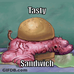 Tasty Sandwich Topped With Hamburger GIF
