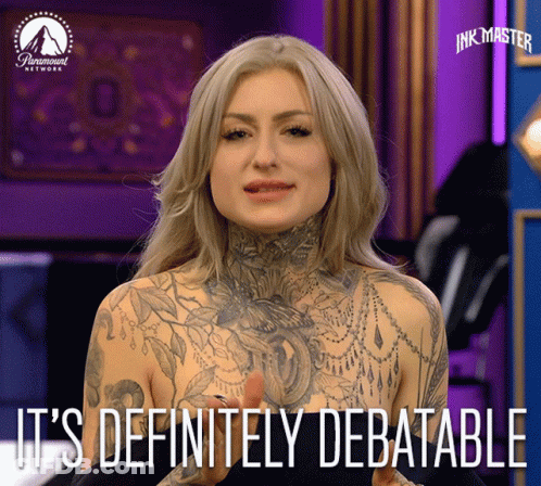 Tattooed Woman Saying Definitely Debatable Paramount Ad GIF