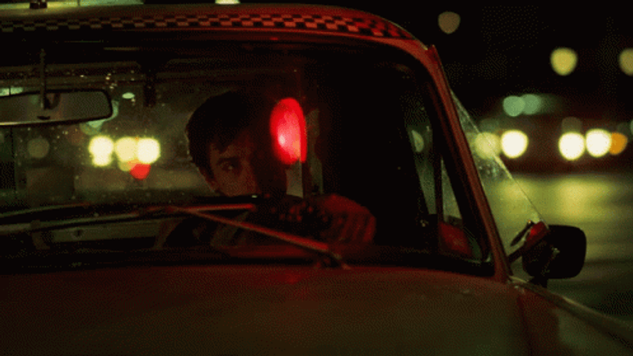 Taxi Driver Travis Bickle Inside Parked Vehicle GIF