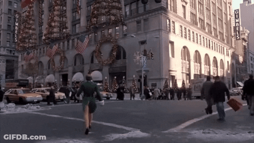 Taxi Hitting Buddy Hobbs Elf Movie GIF