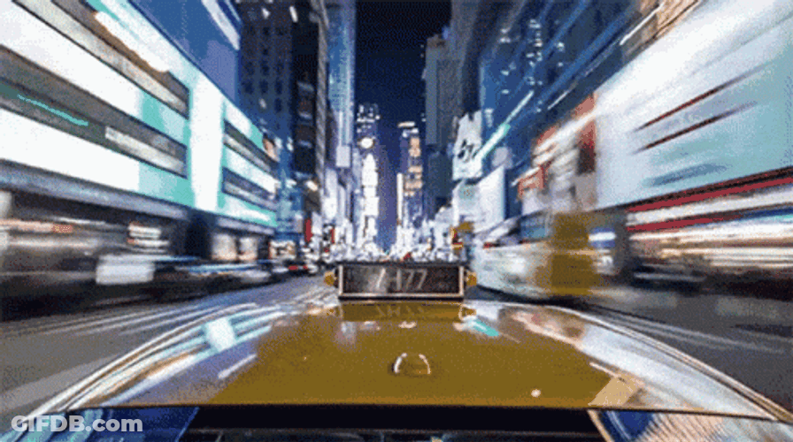 Taxi Rushing Forward Top View GIF