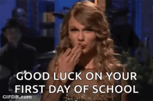 Taylor Swift Blowing Kiss Good Luck On Your First Day Of School GIF