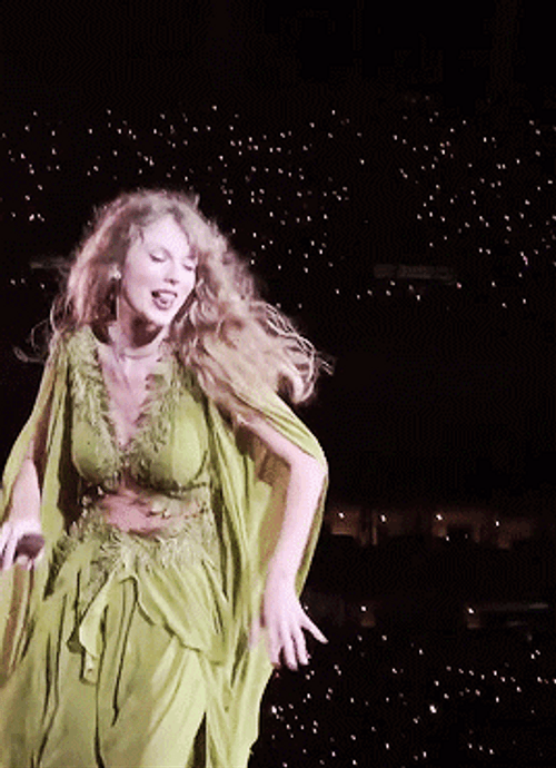 Taylor Swift Dancing Wearing Green Dress GIF