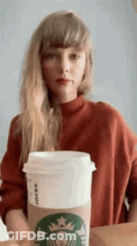 Taylor Swift Holding Starbucks Cup GIF