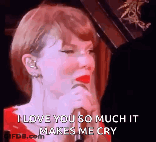 Taylor Swift Is Crying While Singing Into A Microphone . GIF