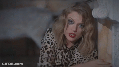 Taylor Swift Leopard Print Shirt Red Lipstick Funny Face GIF