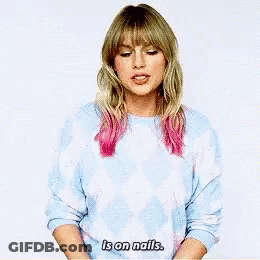 Taylor Swift Wearing Blue And White Sweater GIF