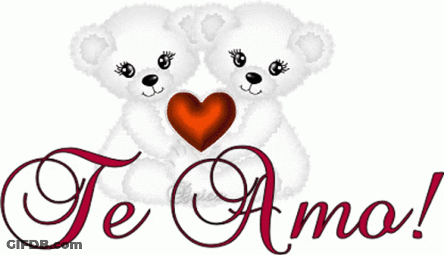 Te Amo Greeting White Bears Flashing Heart GIF