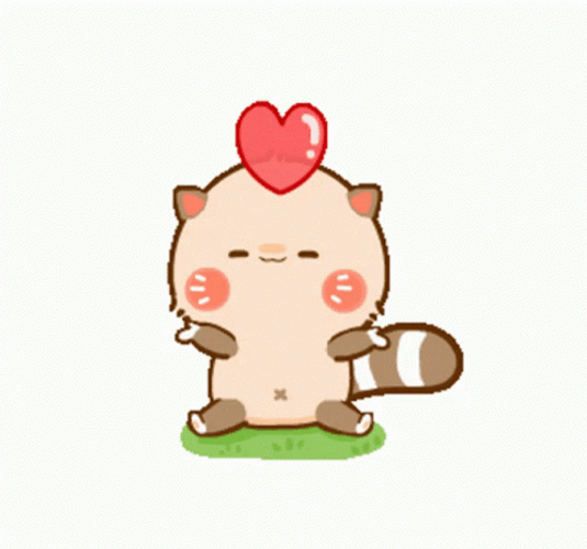 Te Quiero Charming Raccoon Cartoon Floating Hearts GIF