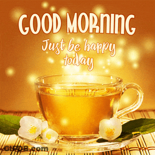 Tea Cup With Flowers Good Morning GIF