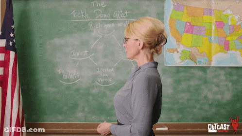Teacher At Chalkboard Tickle Down Effect GIF