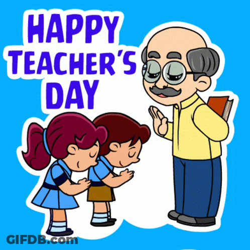 Teacher's Day Card With Man And Children GIF