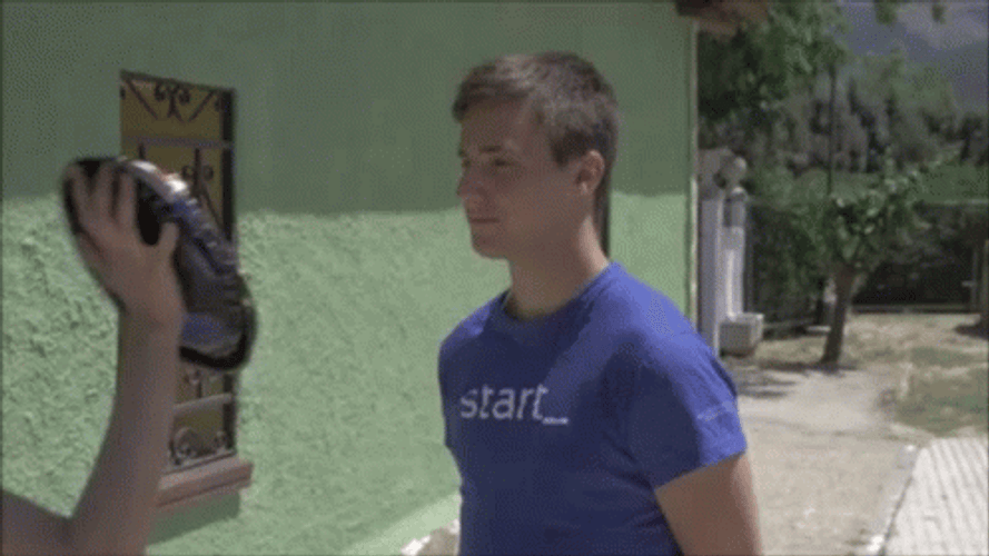Team Building Woman Smash Icing To Man Face GIF