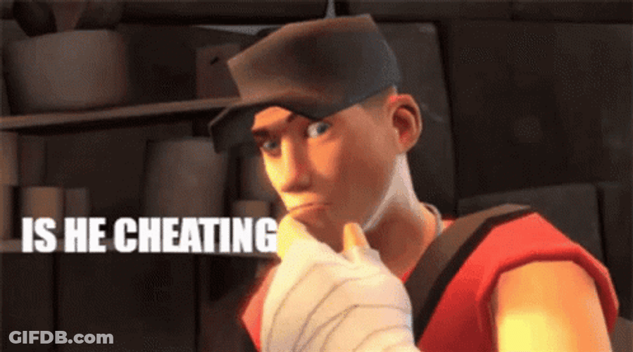 Team Fortress 2 Is He Cheating GIF