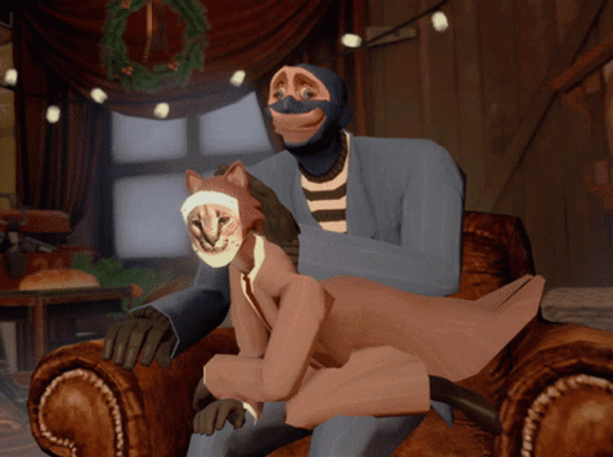 Team Fortress 2 Spy Petting Cat GIF