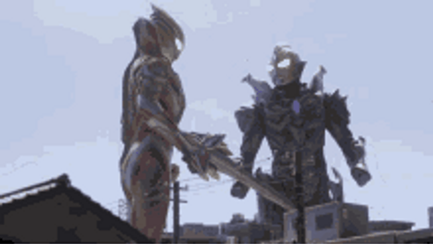 Team Ultraman Giant Robot Fist Bump GIF