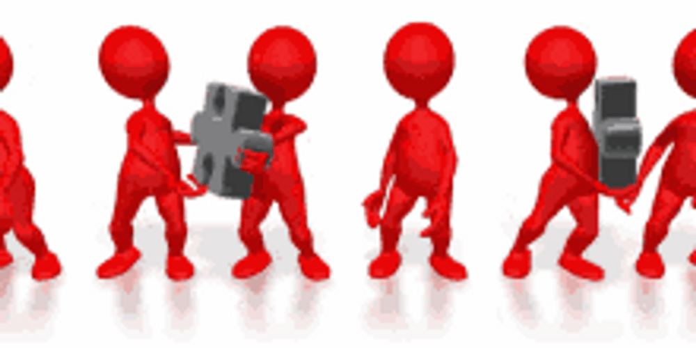 Teamwork 3D Red Men GIF